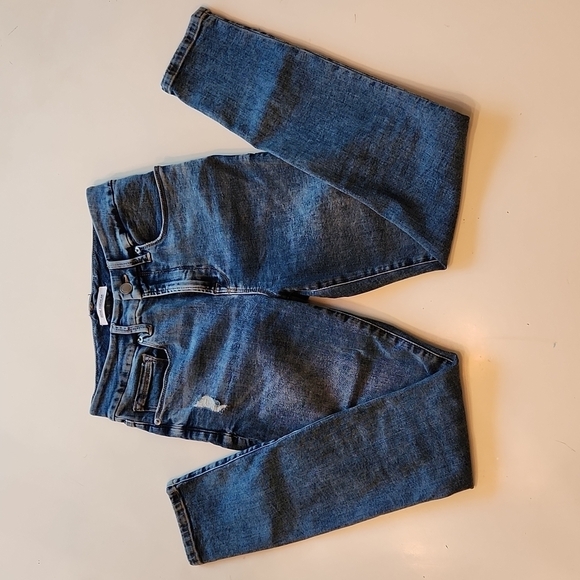 Good American Good Legs Crop Skinny blue distressed Jeans size 0 waist 25 - Picture 4 of 13